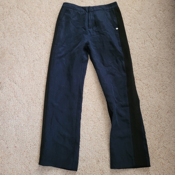 Scotch and Soda Navy Tuxedo Stripe Navy Linen Blend Pants NWT - Picture 1 of 7